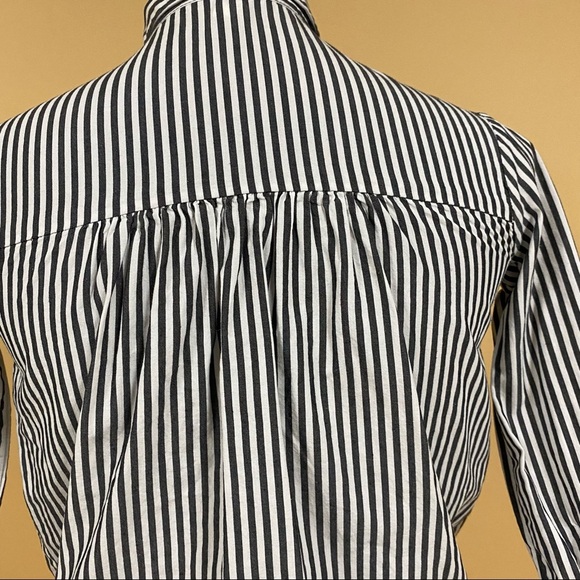 5/$20 Zara Join Life Gray White Striped Button Up Blouse Top Size 7 - Picture 9 of 9